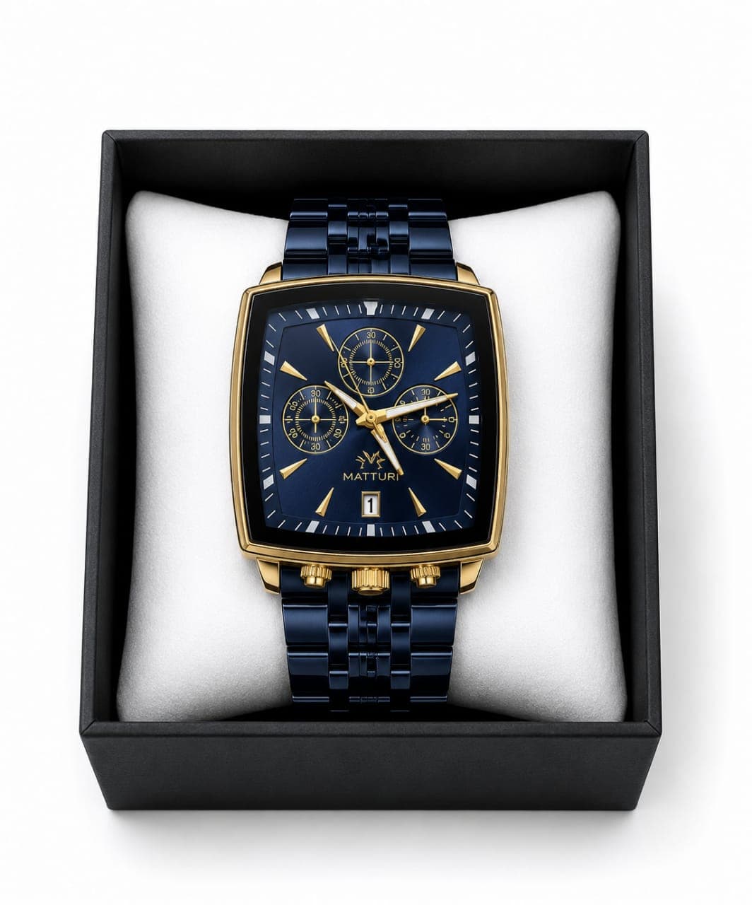 Gold Navy Square Chronograph